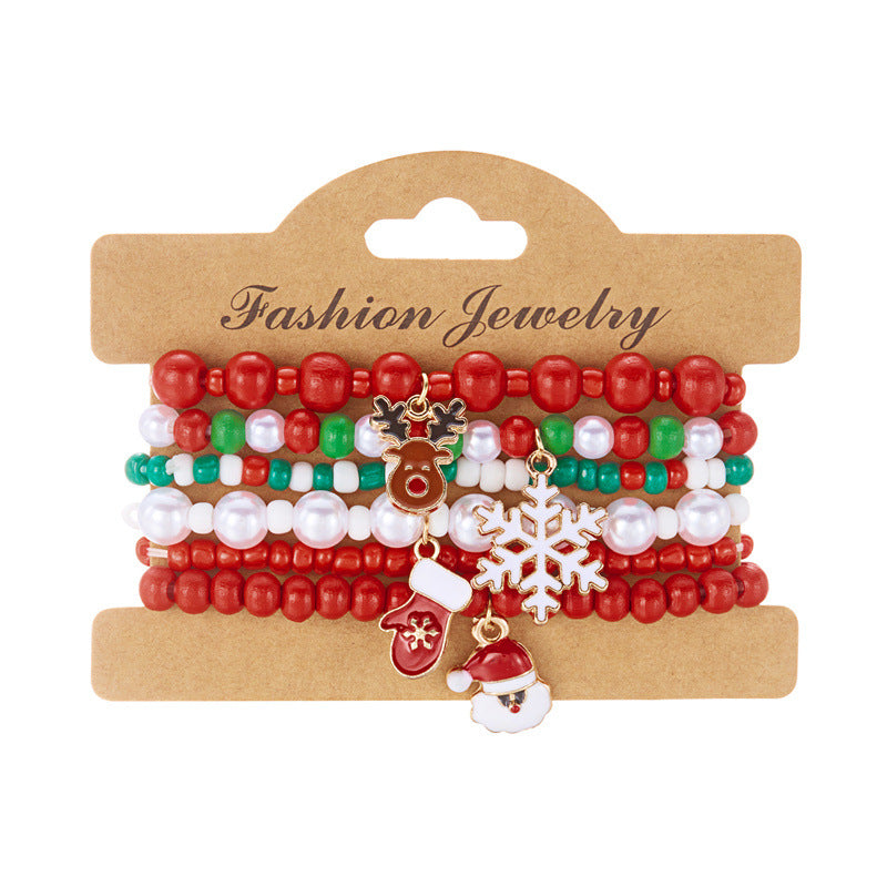 Christmas set of elastic polymer clay bead string jewelry