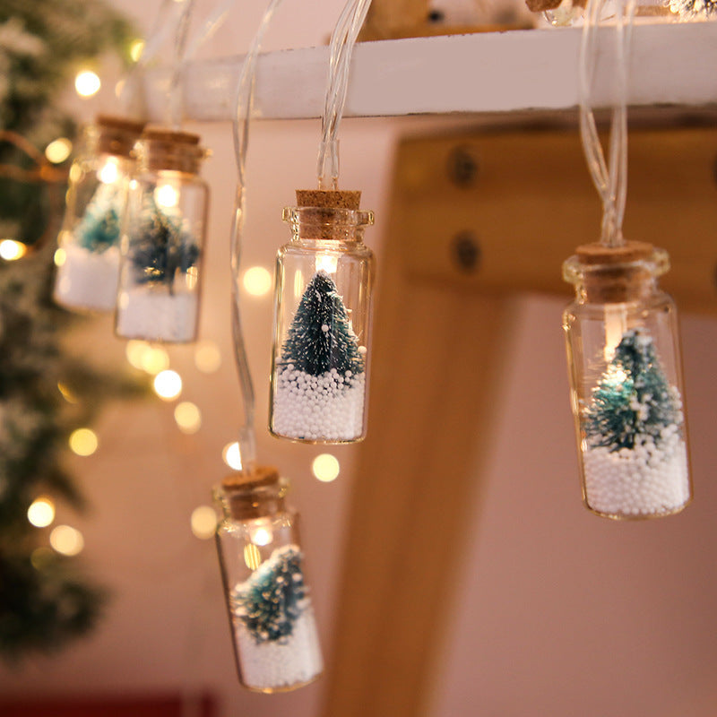 Decorative LED Christmas String Lights with Glass Bottles