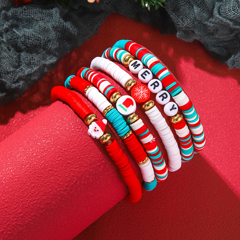 Christmas Beaded Bracelet Alloy Pendant Hand Chain
