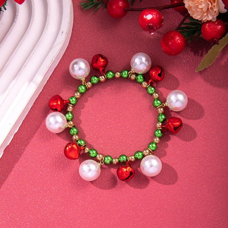 Christmas Beaded Bracelet Alloy Pendant Hand Chain