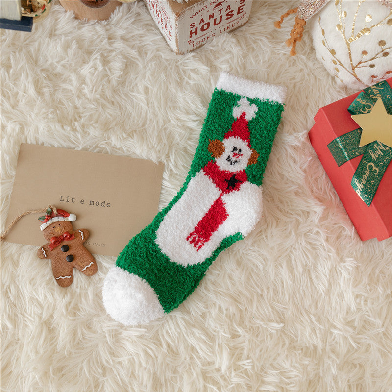 Plush Christmas Slipper Socks with Non-Slip Sole