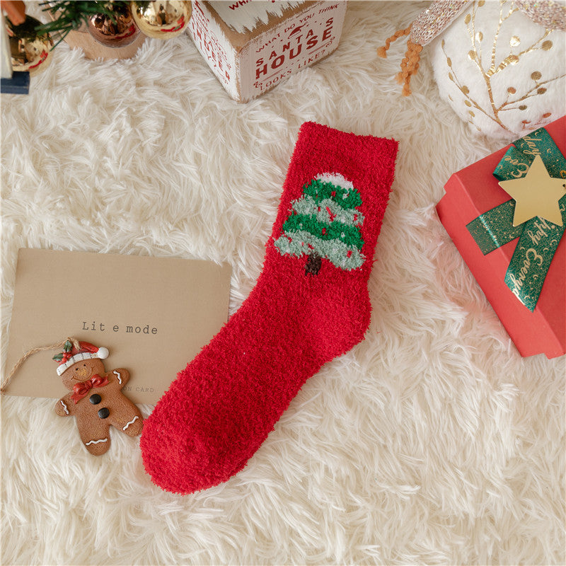 Plush Christmas Slipper Socks with Non-Slip Sole