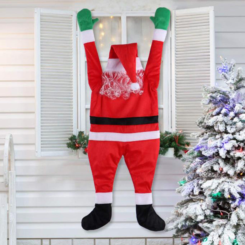 Santa Claus Climbing the Wall Funny Ornament