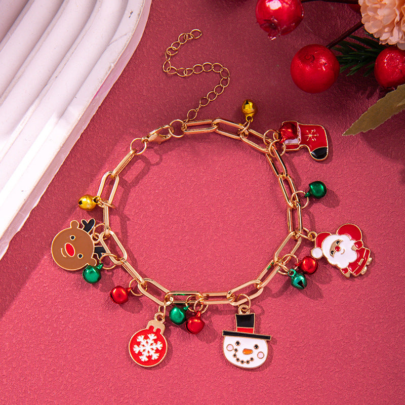 Christmas Beaded Bracelet Alloy Pendant Hand Chain