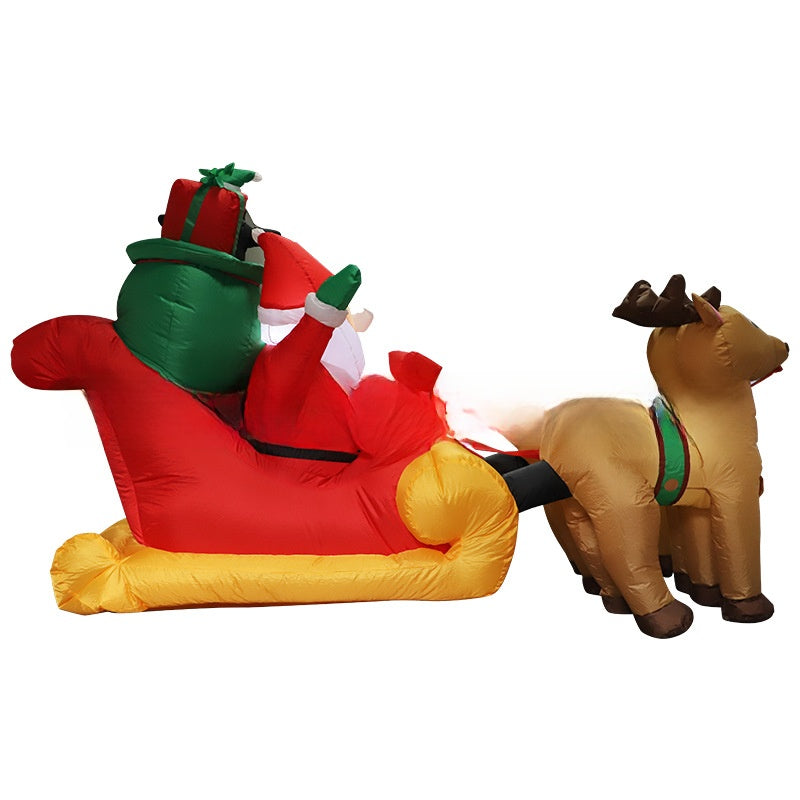 Inflatable Santa and Reindeer Sleigh Decoration