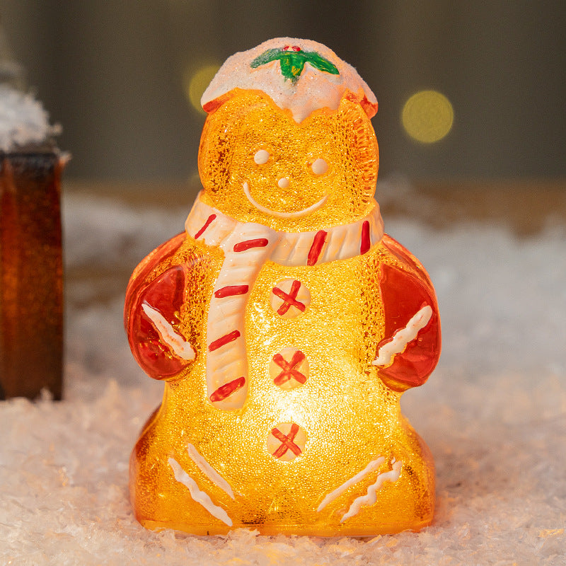 Glowing Christmas Gingerbread Man Snowman Ornament