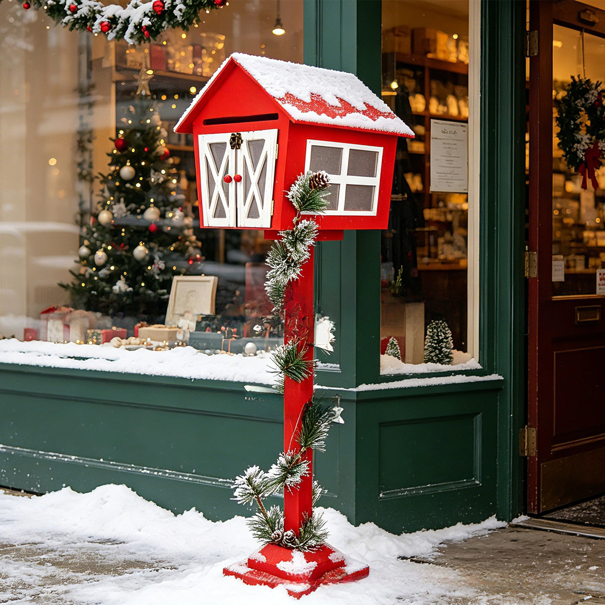 Wooden Christmas Mailbox Decoration