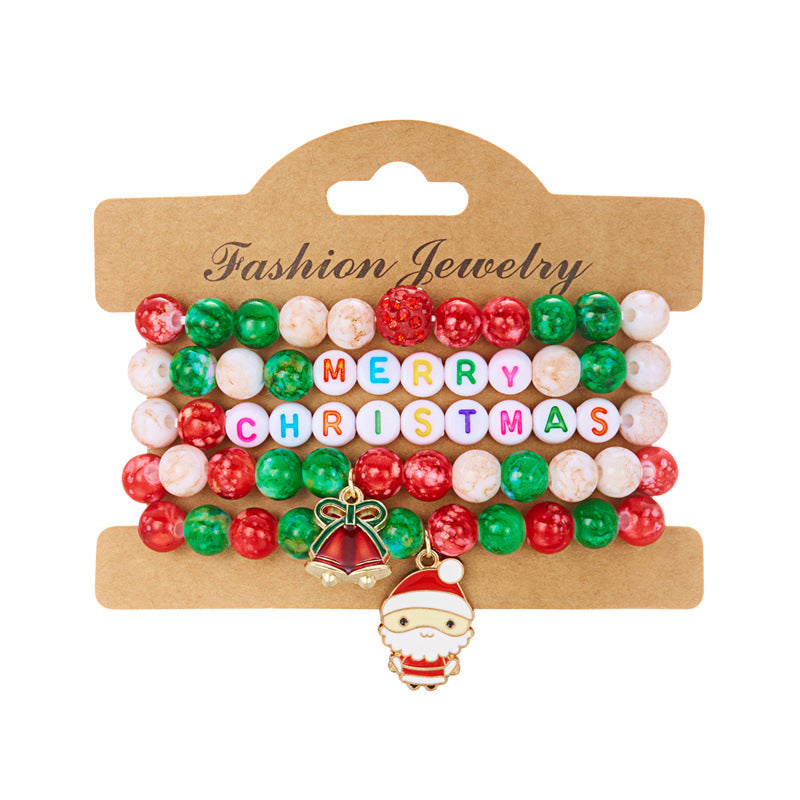 Christmas set of elastic polymer clay bead string jewelry