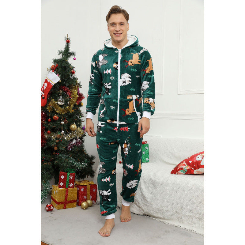 Mens Christmas Flannel Jumpsuit Pajamas