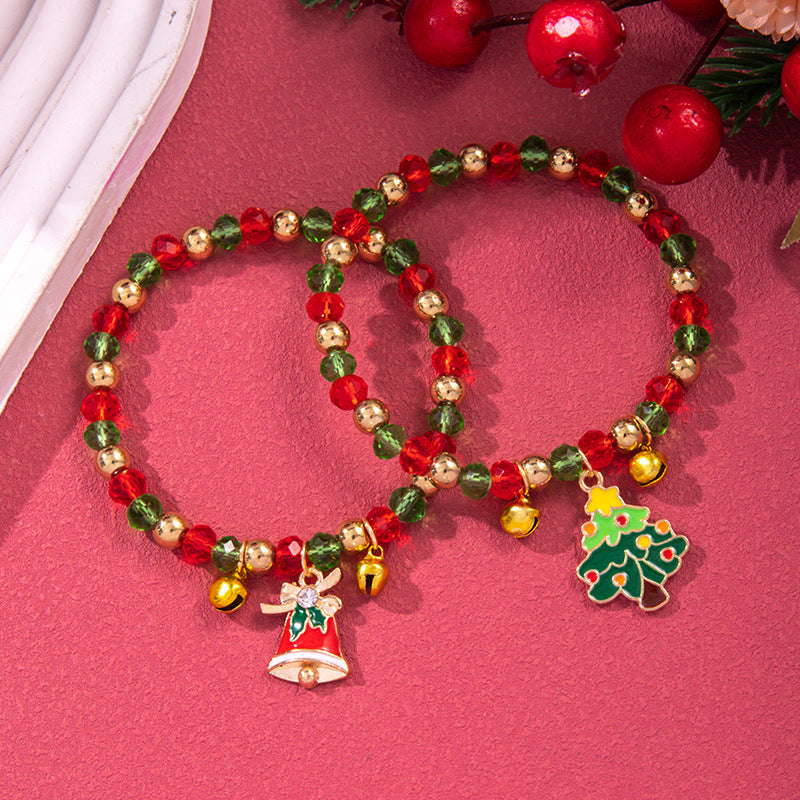 Christmas Beaded Bracelet Alloy Pendant Hand Chain