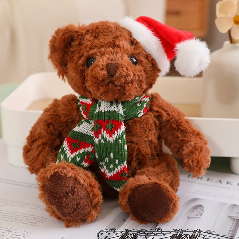 Cute Plush Teddy Bear with Christmas Scarf