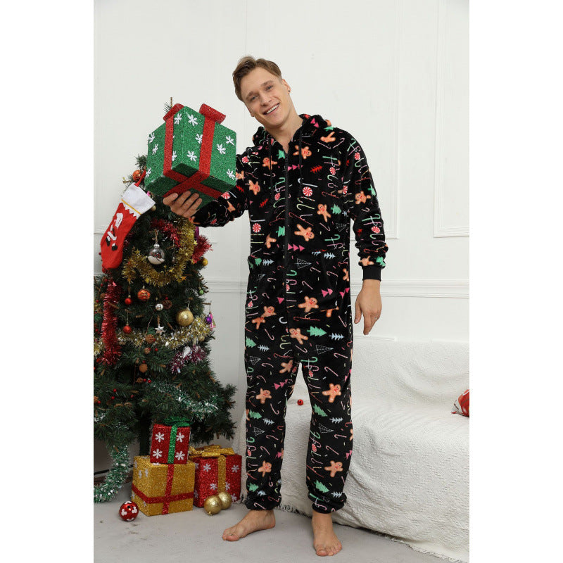 Mens Christmas Flannel Jumpsuit Pajamas