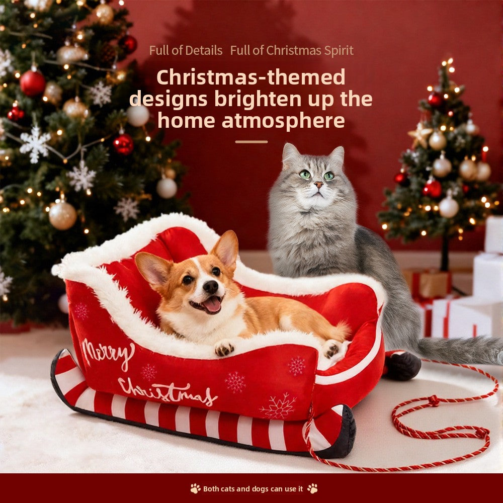 Christmas Plush Pet Bed for Dogs and Cats