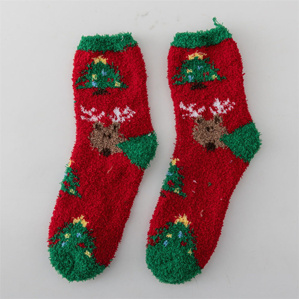 Plush Christmas Slipper Socks with Non-Slip Sole