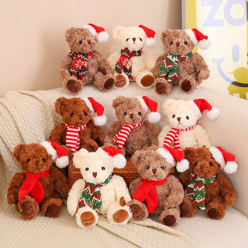 Cute Plush Teddy Bear with Christmas Scarf