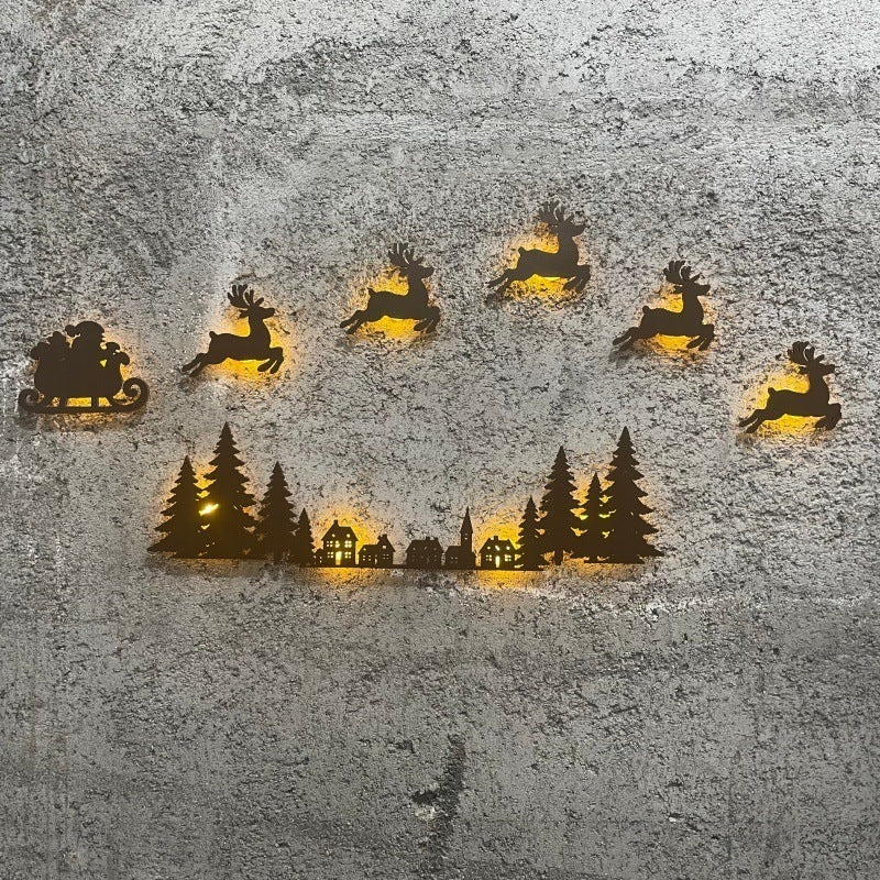 Santa Sleigh with Reindeer Wooden Christmas Ornament