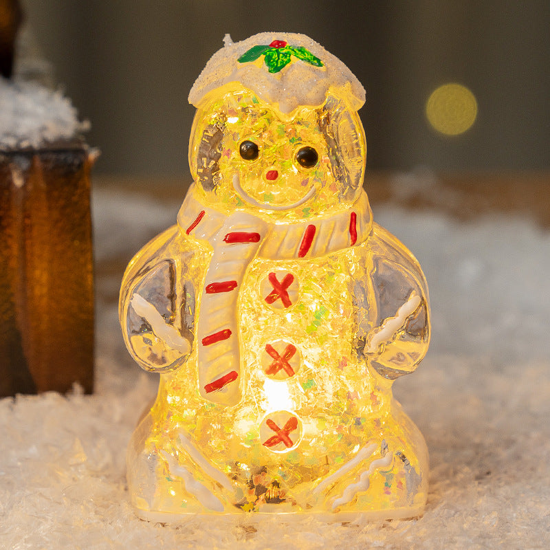Glowing Christmas Gingerbread Man Snowman Ornament