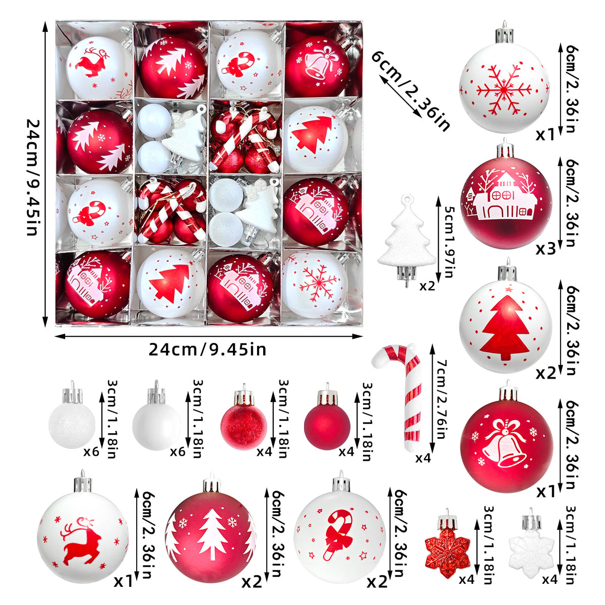 6cm Electroplated Christmas Ornament Ball with Hand-Painted Designs