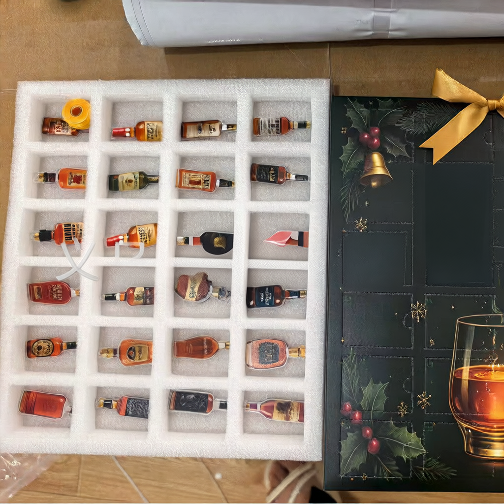 Whiskey-Bottle Acrylic Christmas Advent Calendar Ornaments