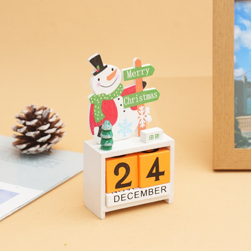 Wooden Christmas Calendar Ornament Desktop Decoration