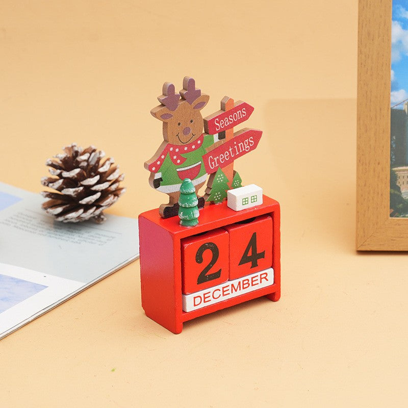 Wooden Christmas Calendar Ornament Desktop Decoration