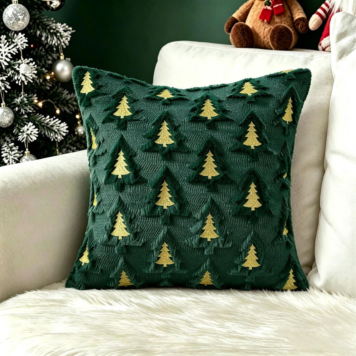 Christmas Themed Retro Cushion Cover