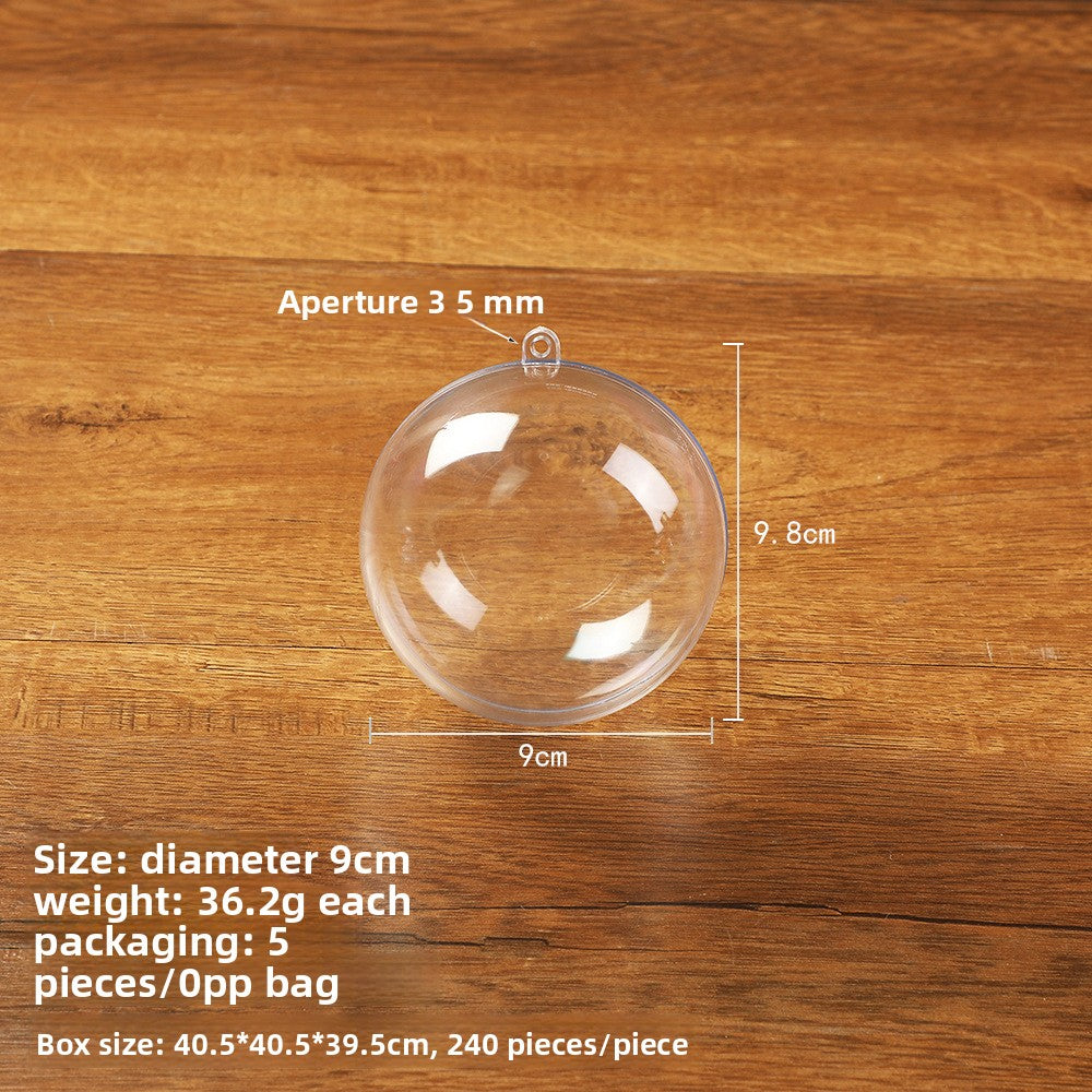Highly Transparent Round Ball Hollow Ball Christmas Ball Acrylic Decorative Ball Ornaments Toys Transparent Packaging Ball
