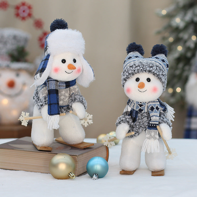 Blue Fabric Swing Snowman Doll Christmas Decoration