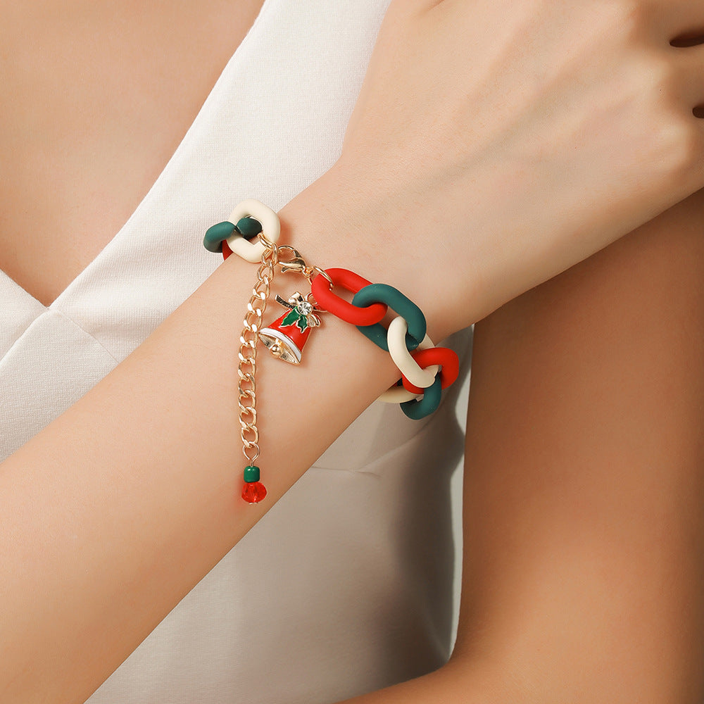 Christmas Beaded Bracelet Alloy Pendant Hand Chain