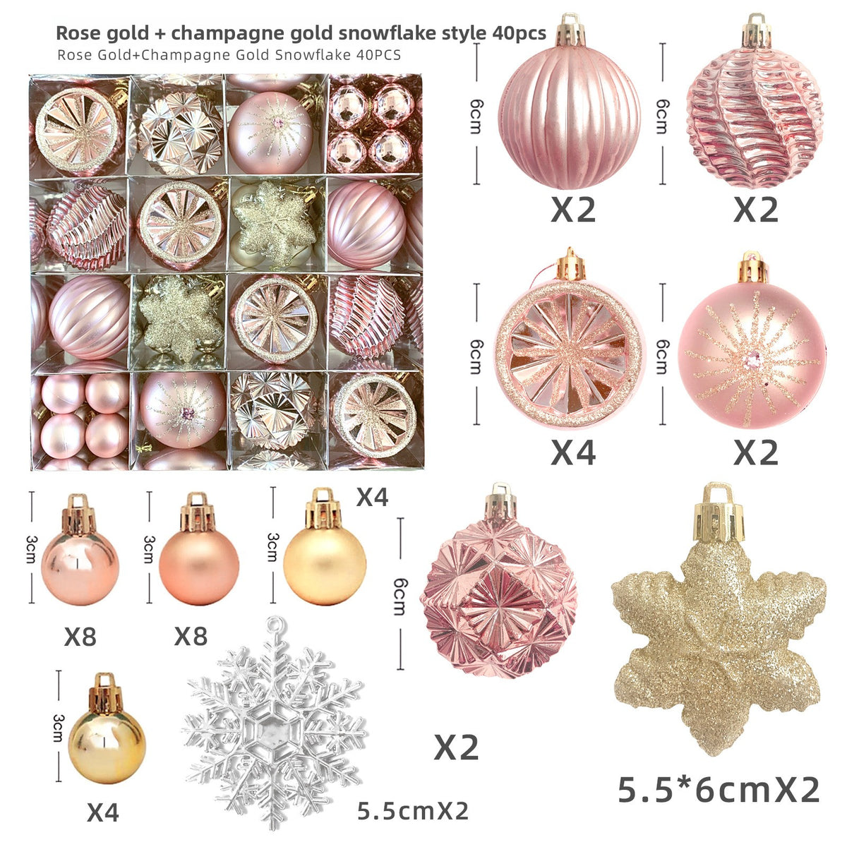 6cm Electroplated Christmas Ornament Ball with Hand-Painted Designs