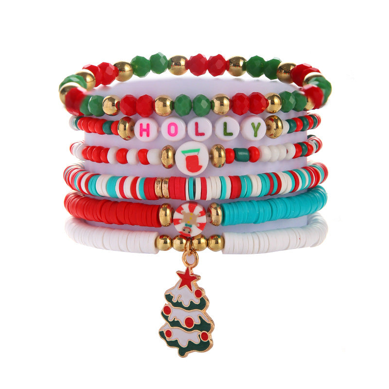 Christmas Beaded Bracelet Alloy Pendant Hand Chain