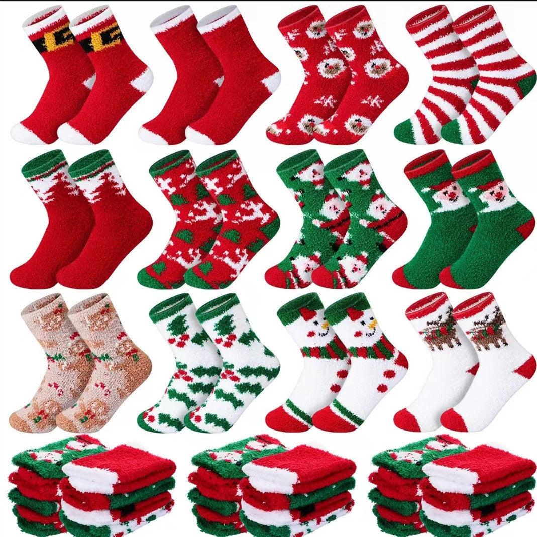 Plush Christmas Slipper Socks with Non-Slip Sole