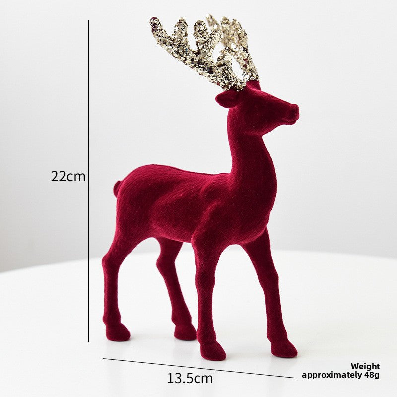 Flocked Reindeer Christmas Ornament with Glitter