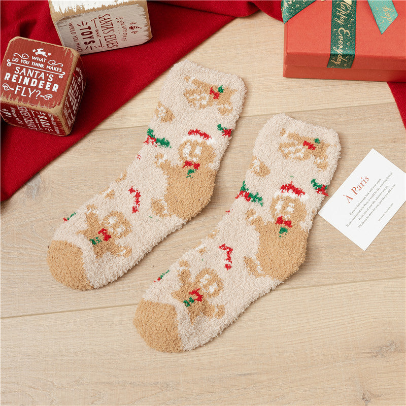 Plush Christmas Slipper Socks with Non-Slip Sole