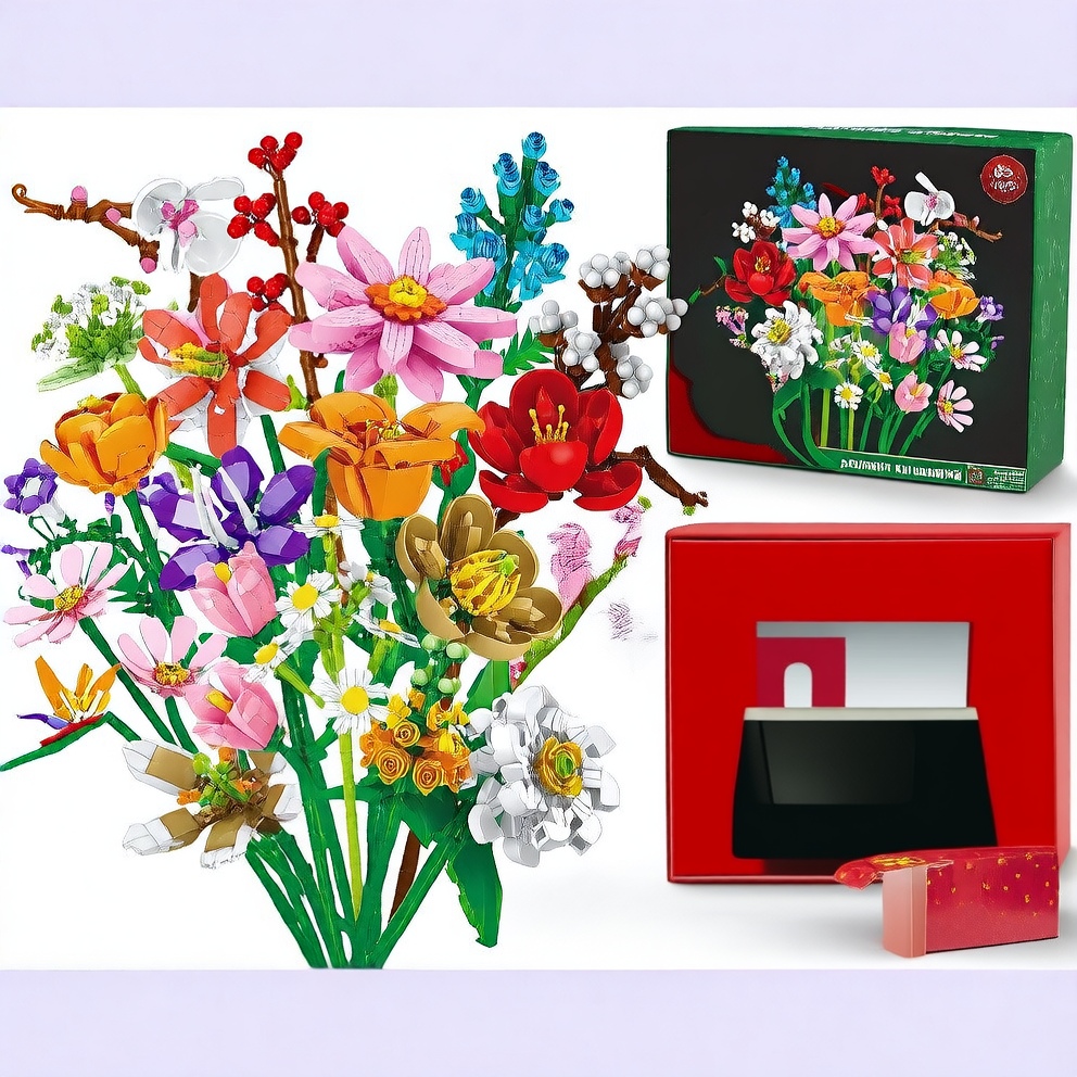 Flower Bouquet Christmas Countdown Building Blocks Toy