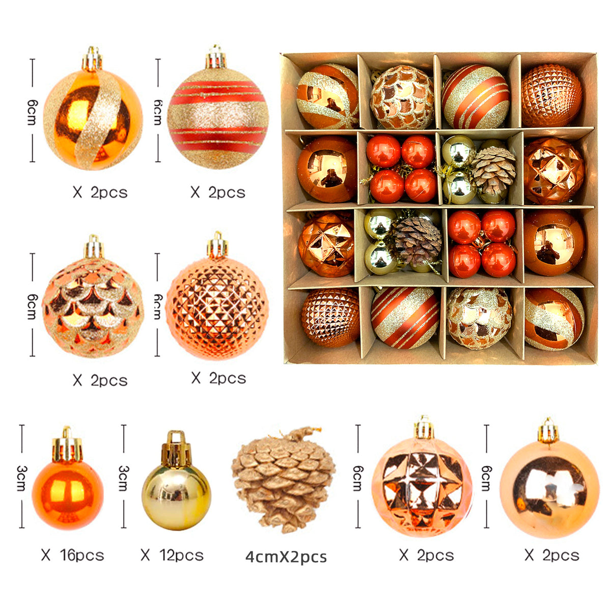 6cm Electroplated Christmas Ornament Ball with Hand-Painted Designs