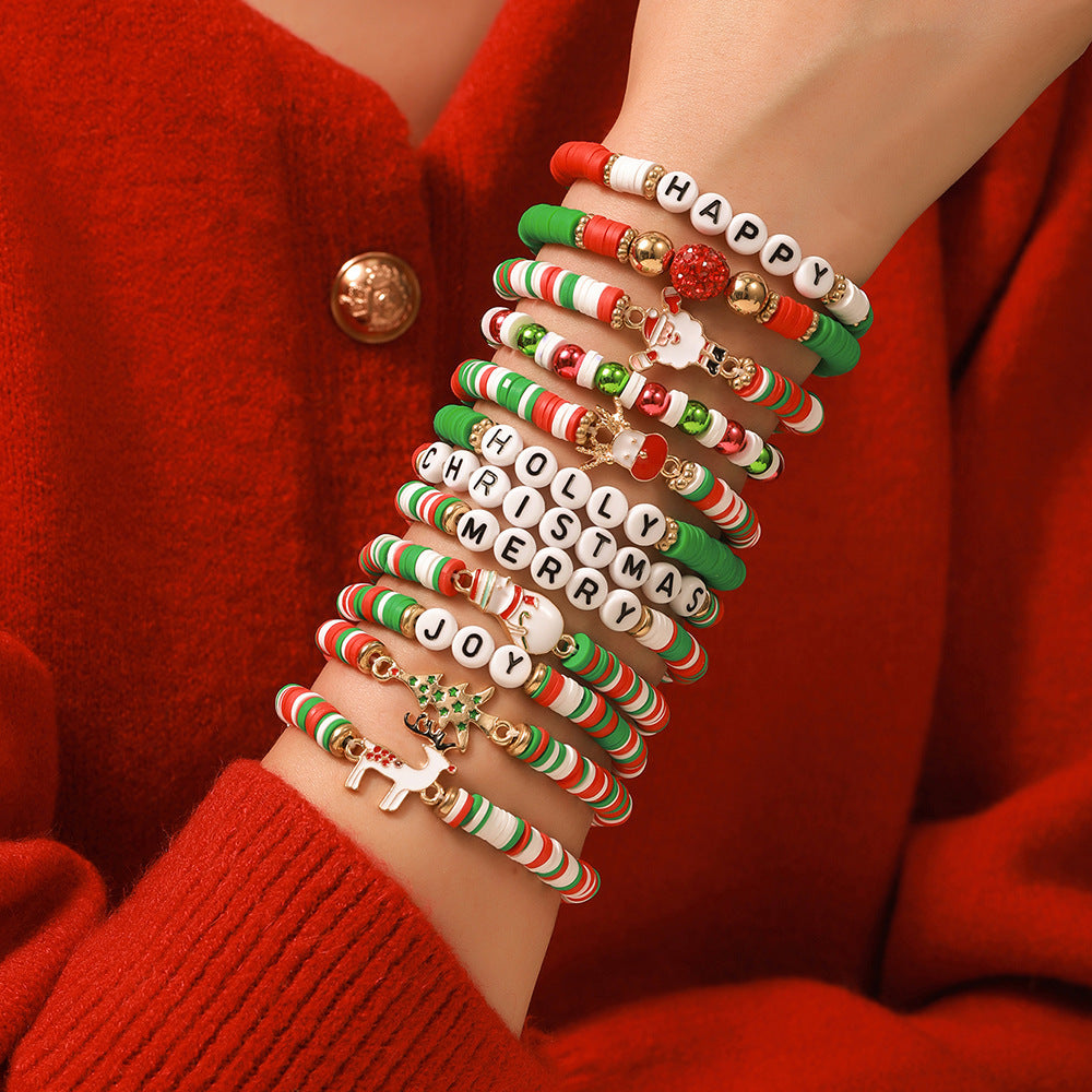 Christmas Beaded Bracelet Alloy Pendant Hand Chain