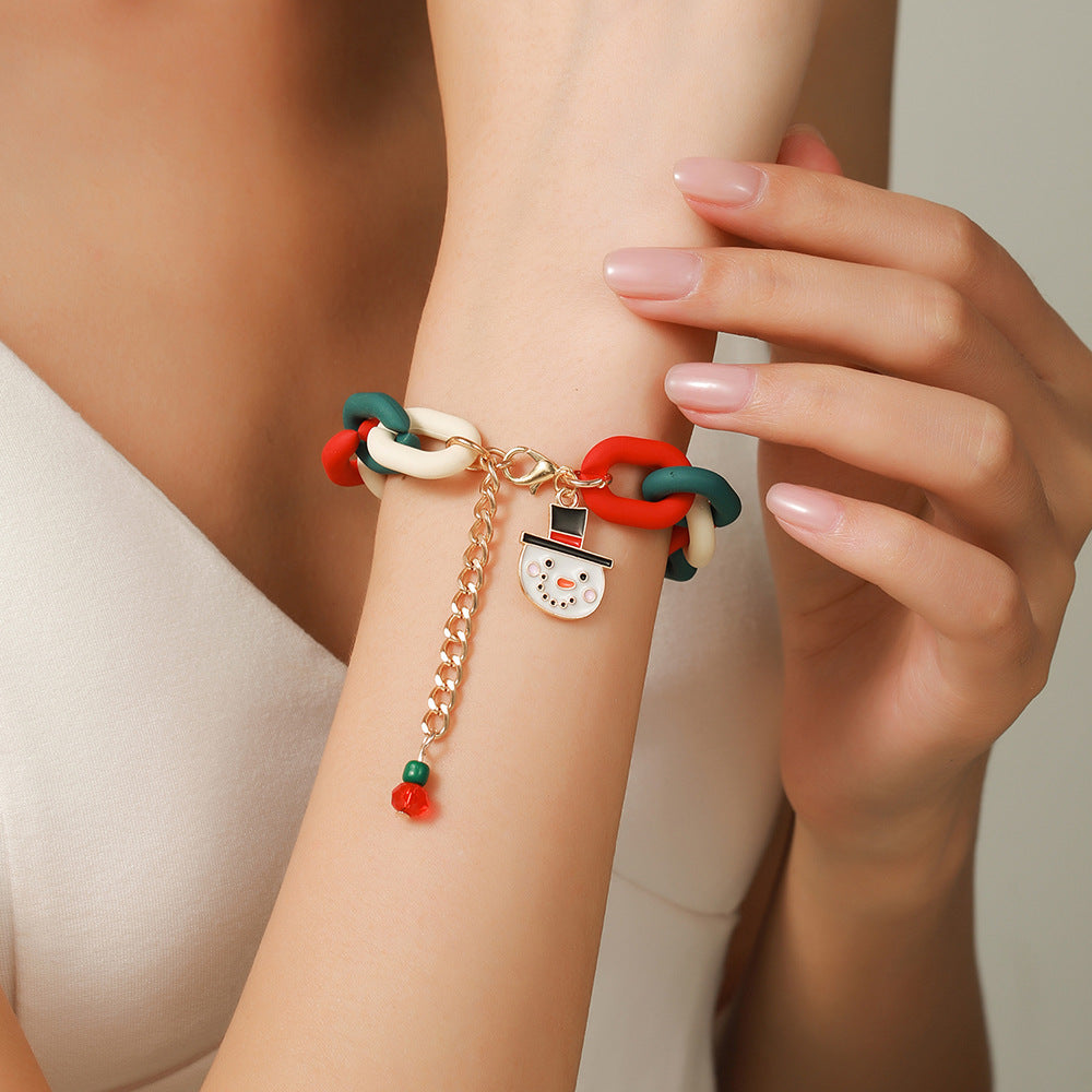 Christmas Beaded Bracelet Alloy Pendant Hand Chain