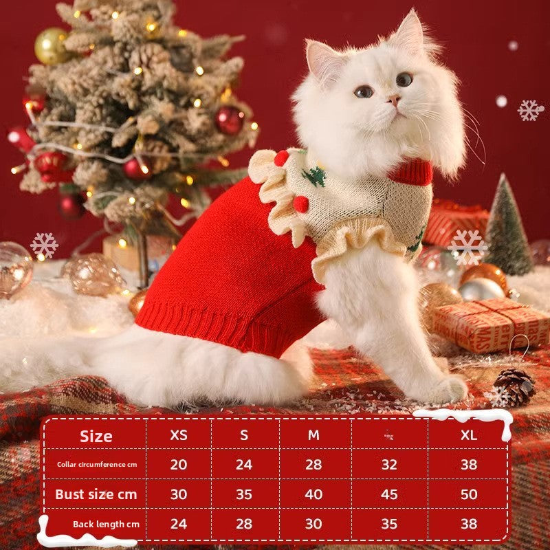 Christmas Pet Cat Sweater Winter Warm Anti-Hair
