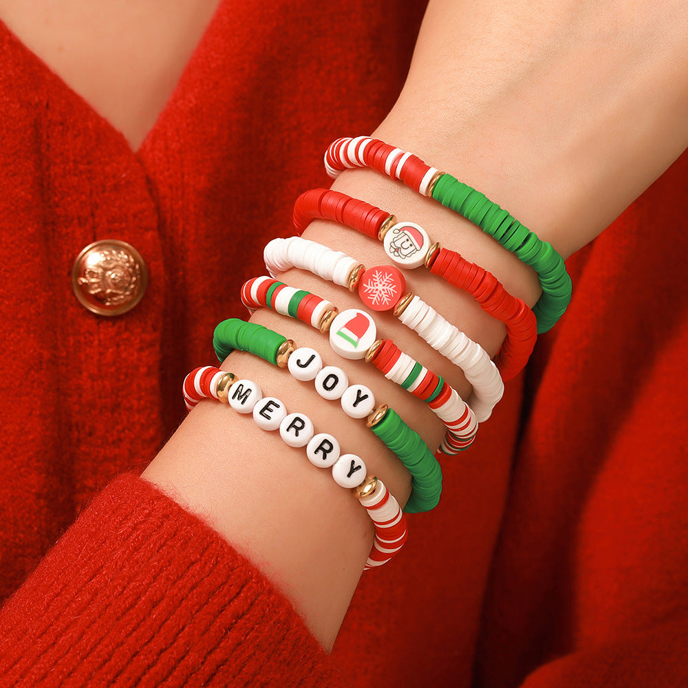 Christmas Beaded Bracelet Alloy Pendant Hand Chain