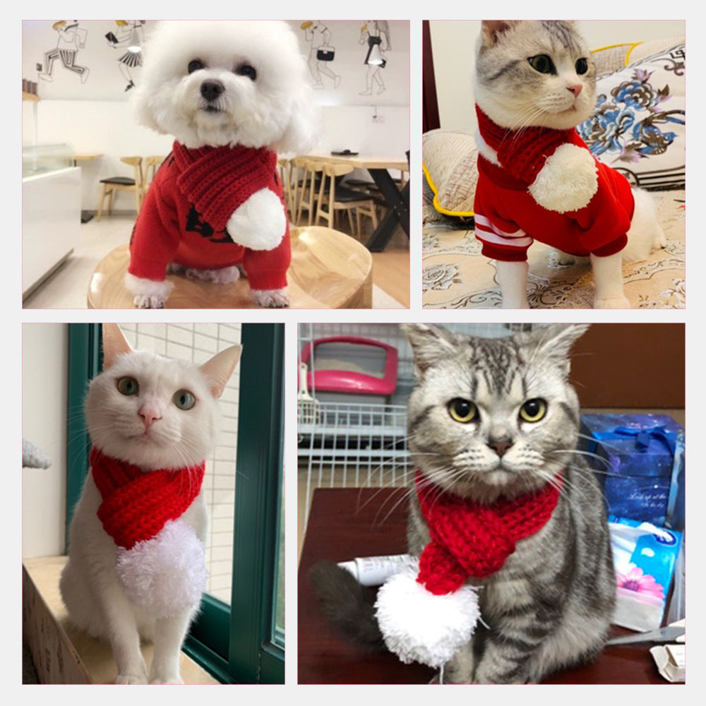 Creative pet Christmas hat and scarf set