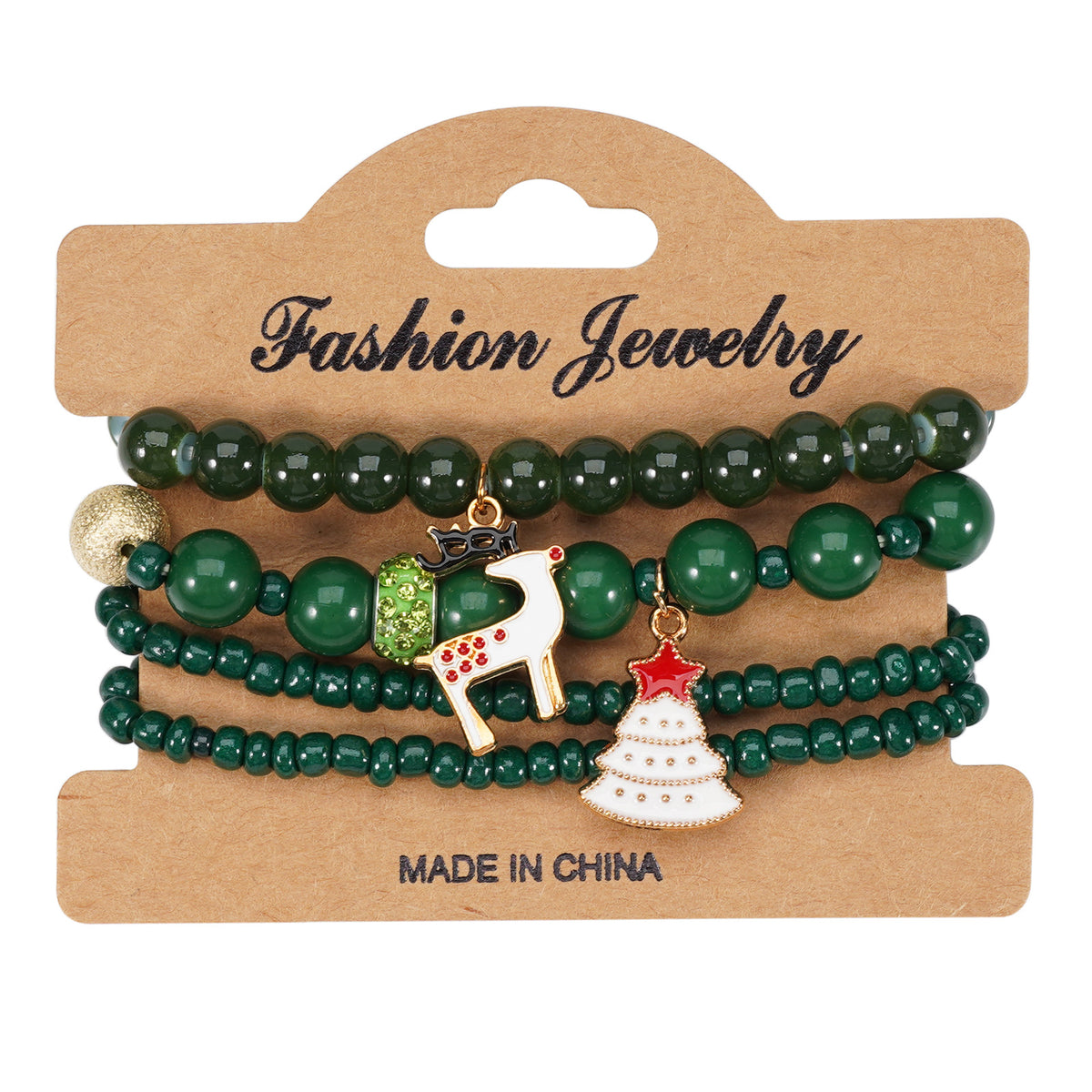 Christmas Elastic Bracelet with Holiday Charms