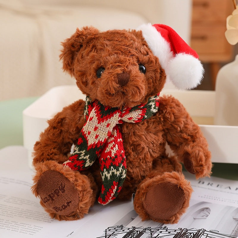 Cute Plush Teddy Bear with Christmas Scarf