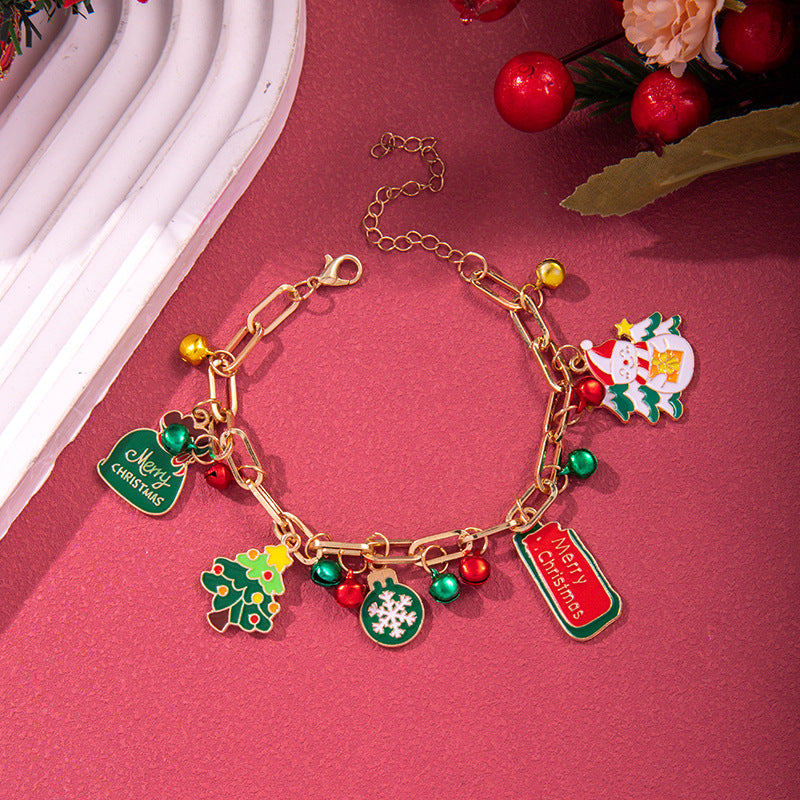Christmas Beaded Bracelet Alloy Pendant Hand Chain