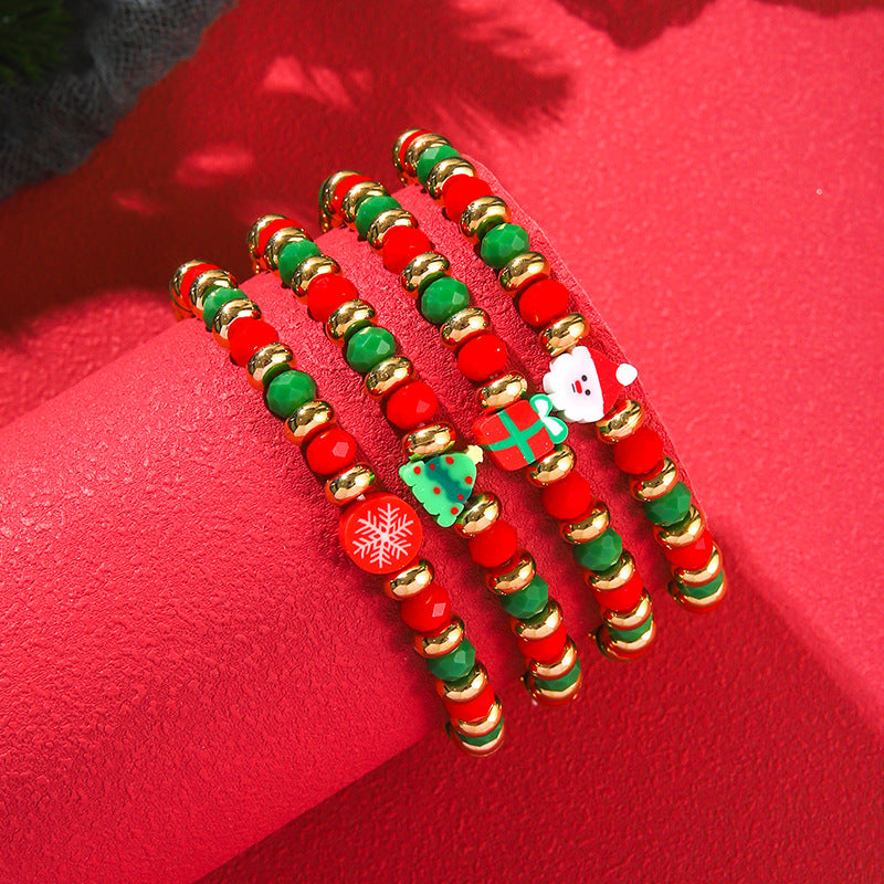 Christmas Beaded Bracelet Alloy Pendant Hand Chain