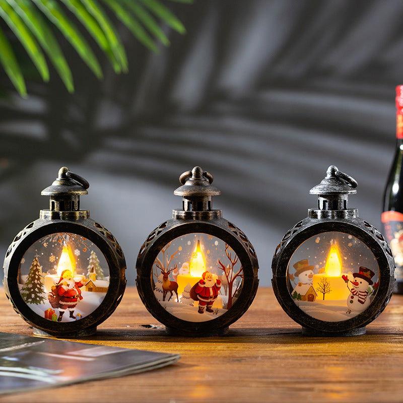 Retro Christmas LED Hanging Decorations with Santa and Snowman Designs