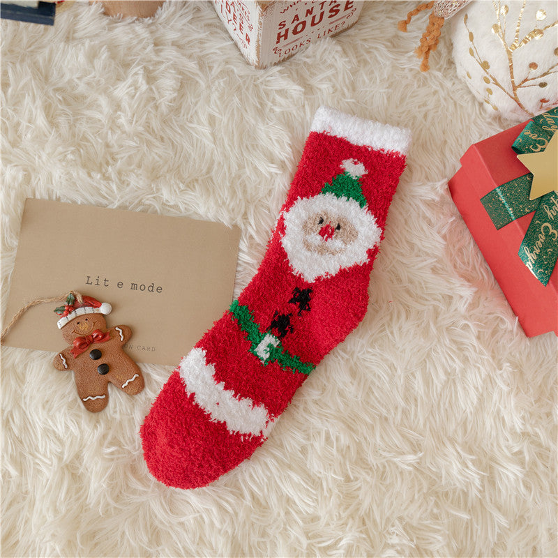 Plush Christmas Slipper Socks with Non-Slip Sole