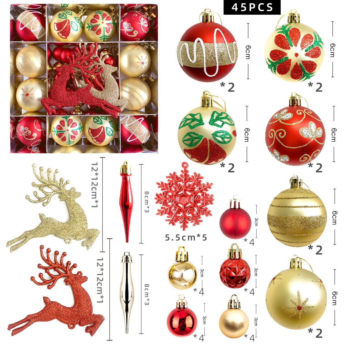 6cm Electroplated Christmas Ornament Ball with Hand-Painted Designs