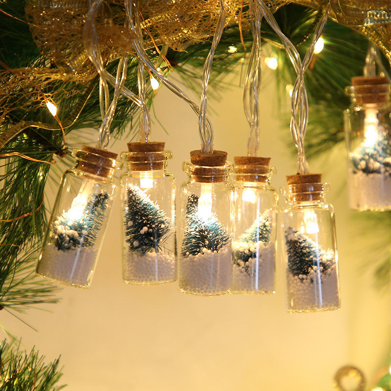Decorative LED Christmas String Lights with Glass Bottles