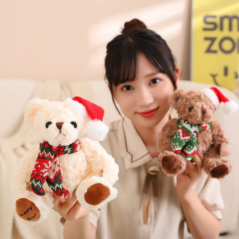 Cute Plush Teddy Bear with Christmas Scarf